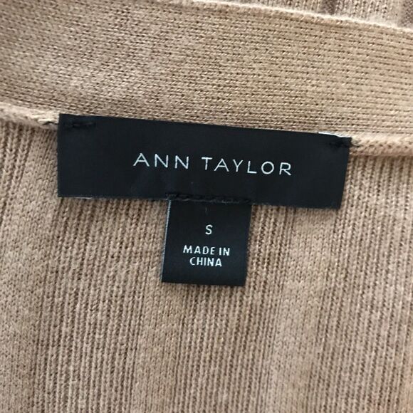 Ann Taylor Mocha Brown Ribbed Knit Long Sleeve Duster Cardigan Sweater - S - Picture 9 of 9